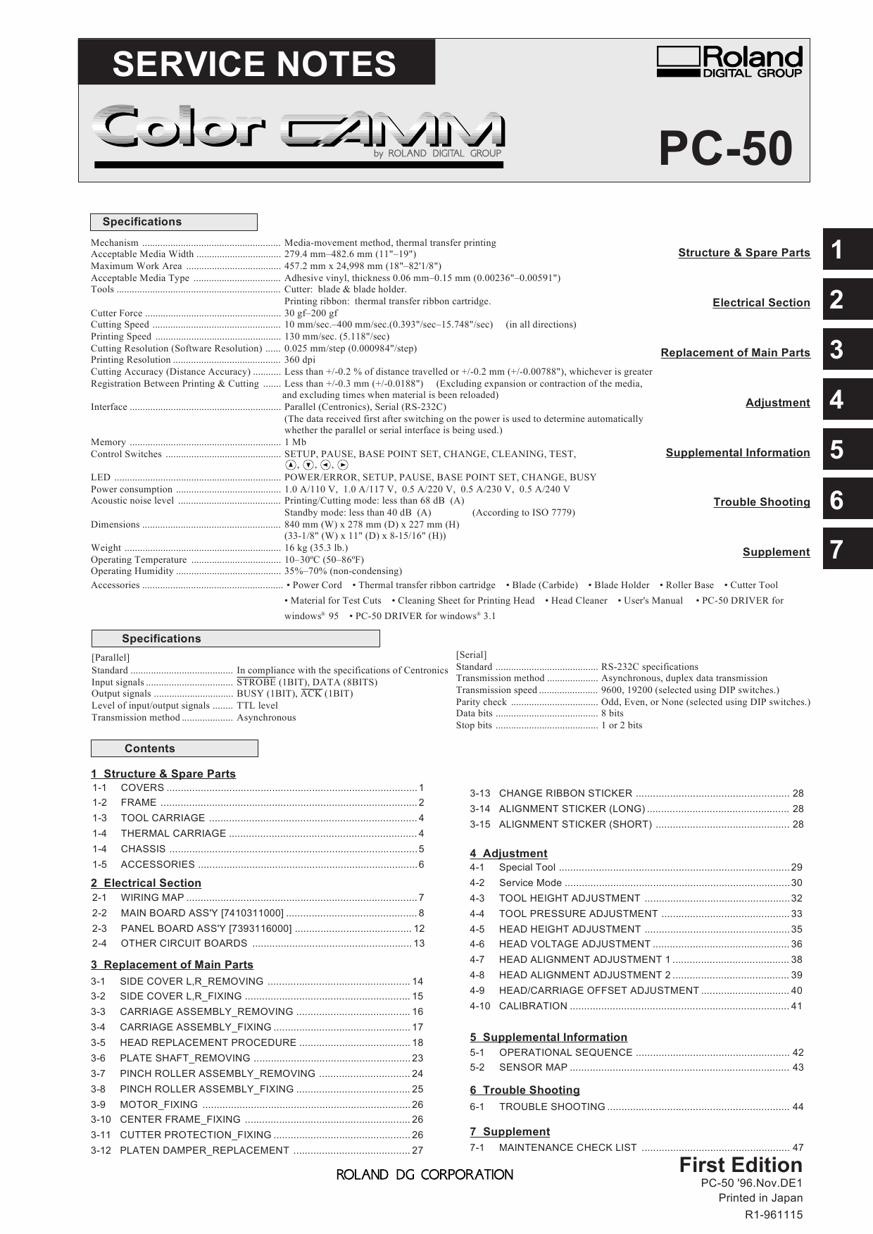 Roland ColorCAMM PC 50 Service Notes Manual-1